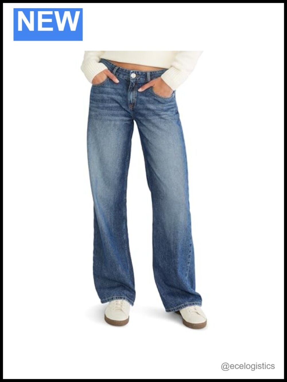 Aeropostale Low Rise Baggy Wide Leg Jeans 100% Cotton Rigid Denim